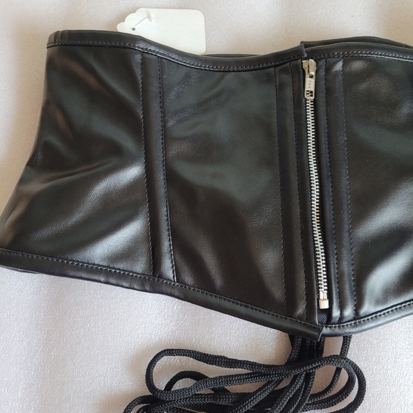 Black Faux Leather Corset Belt Size XL - Picture 2 of 11